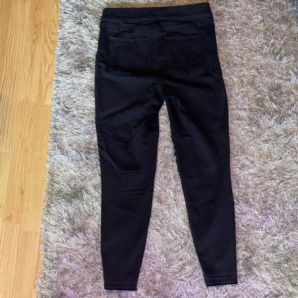 SPANX Black Distressed Skinny Pull On Denim Jeans / Pants Size XL - Picture 6 of 8